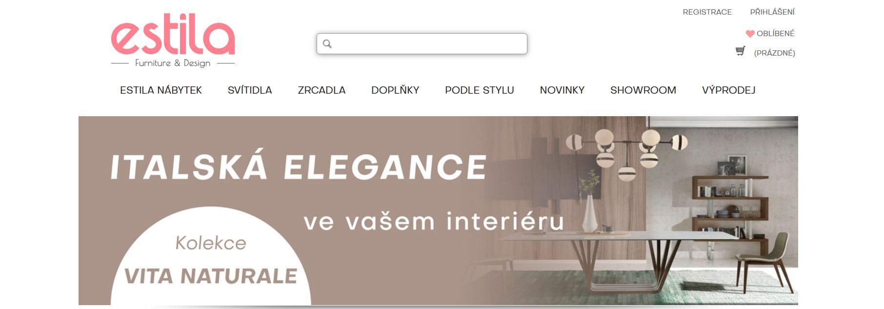 Estila webové stránky e-shopu