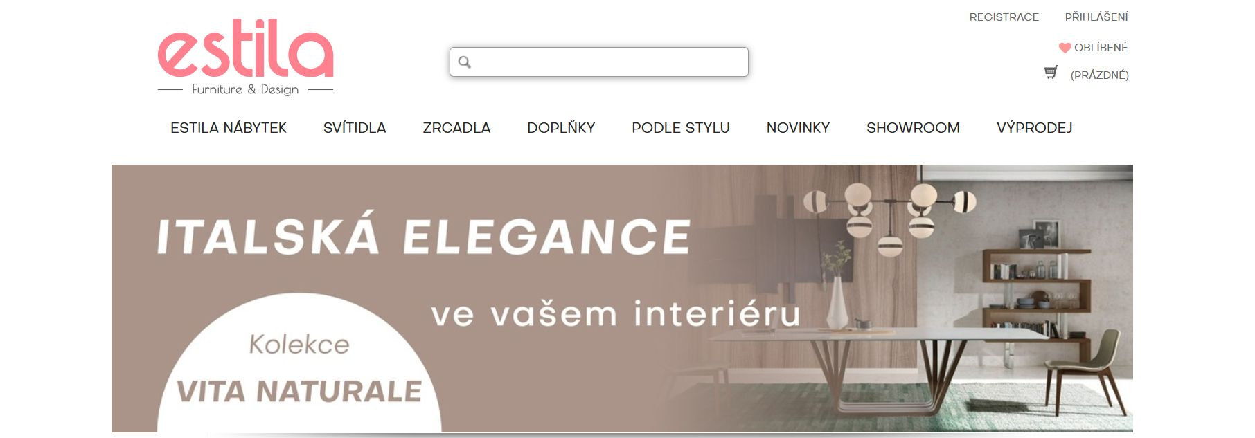 Estila webové stránky e-shopu