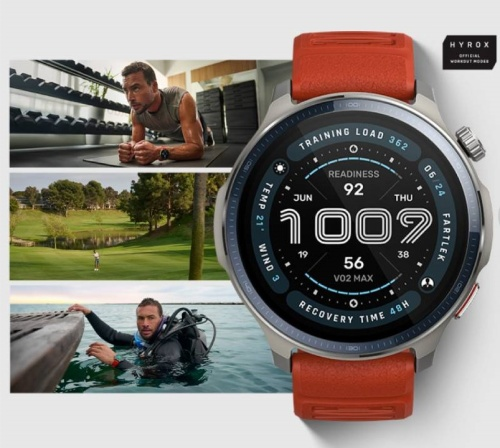 hodinky s červeným náramkem a muž v posilovně a potápěč