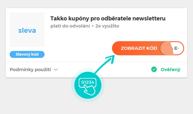 Ukázka slevového kódu Takko