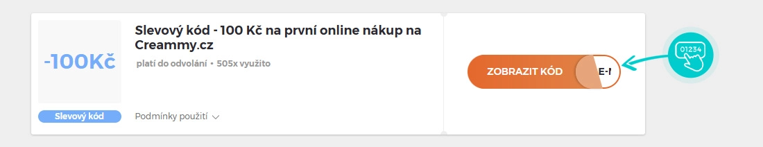 Ukázka slevového kódu creammy