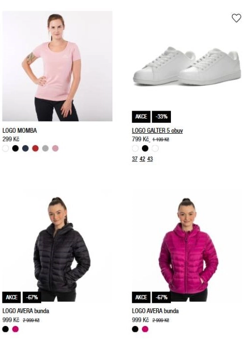 dámské tričko, dámské tenisky a dámské bundy