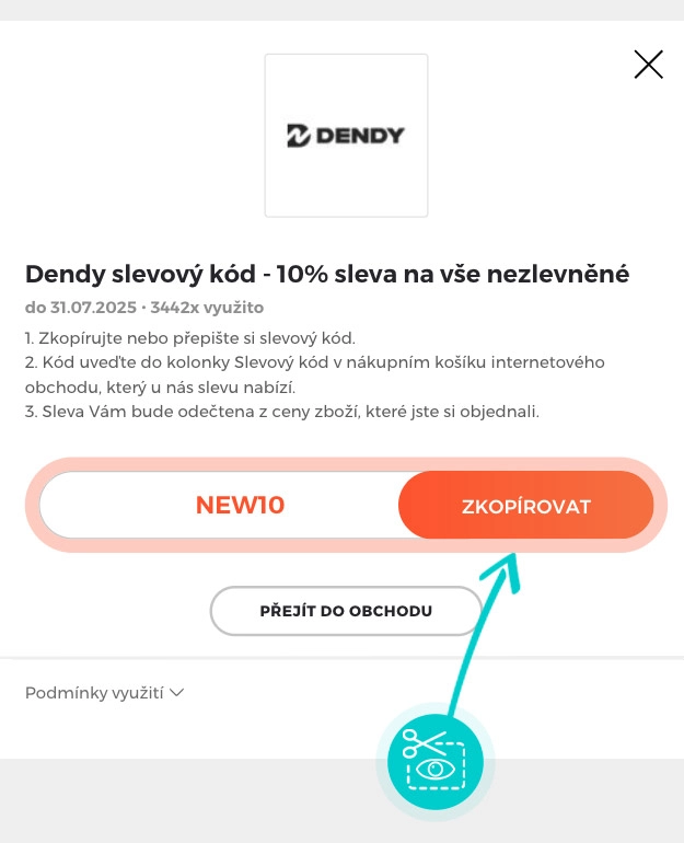 Návod jak zkopírovat slevový kód Dendy