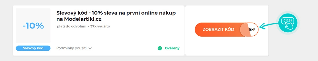 Ukázka slevového kódu Modelartikl