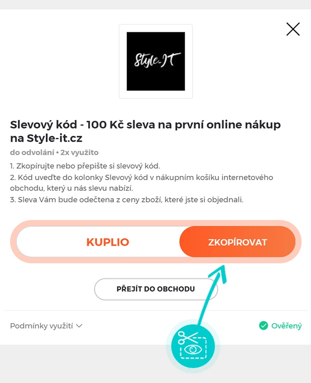 Návod jak zkopírovat slevový kód Style-It