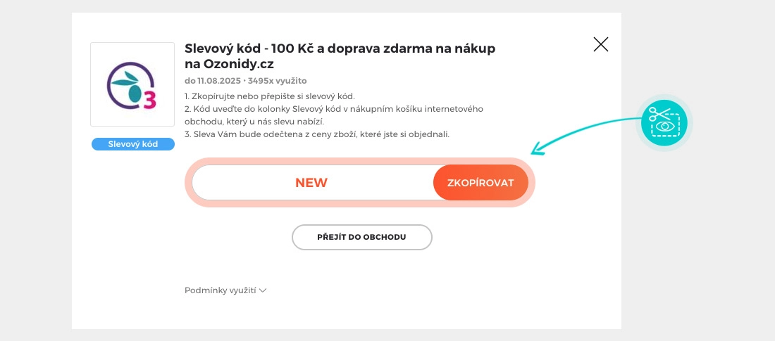 Návod jak zkopírovat slevový kód Ozonidy