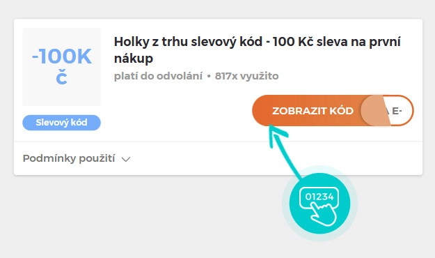Ukázka slevového kódu Holky z trhu