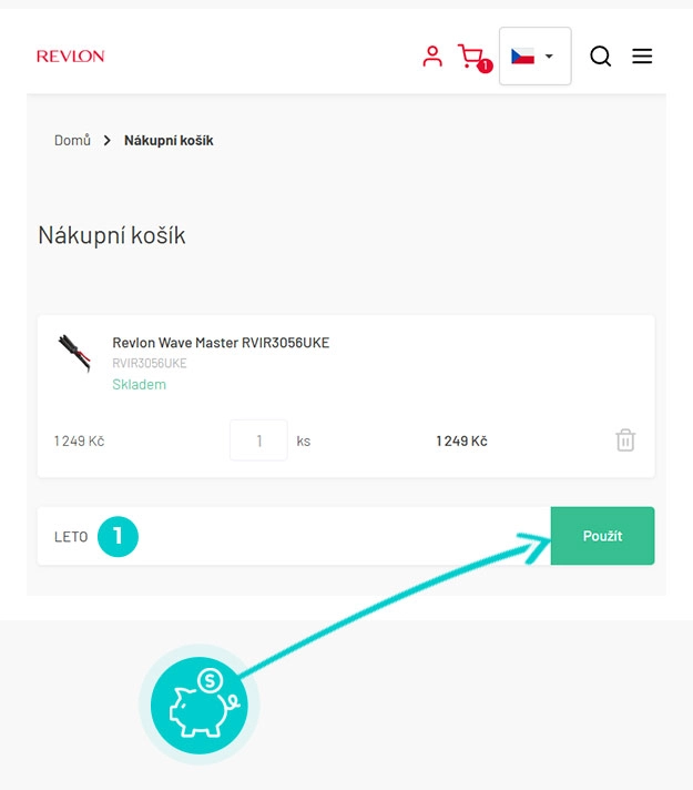 Návod jak uplatnit slevový kód v košíku e-shopu Revlon