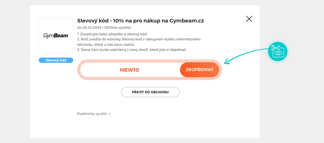 Návod jak zkopírovat slevový kód GymBeam