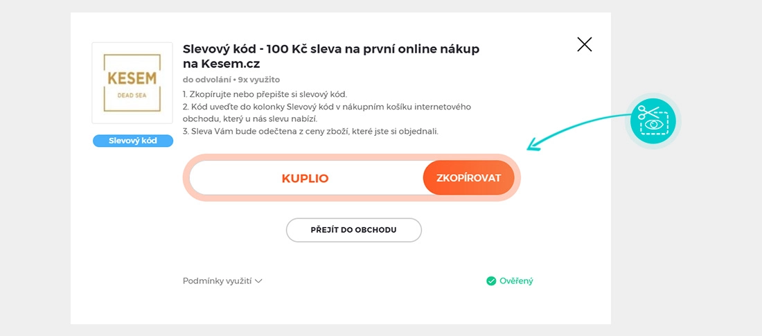Návod jak zkopírovat slevový kód Kesem