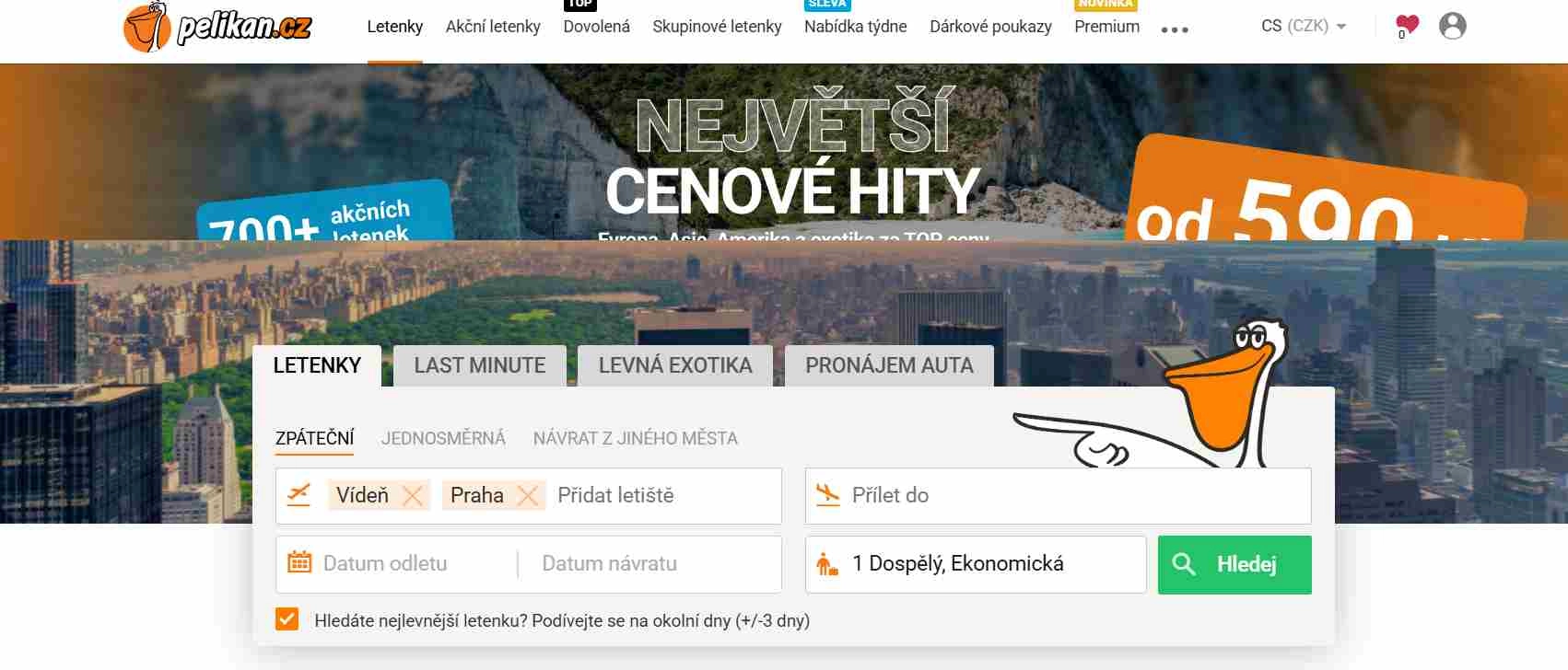 webové stránky e-shopu s vyhledávácím oknem