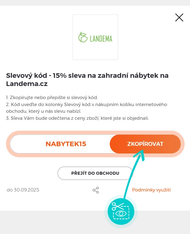 Návod jak zkopírovat slevový kód Landema