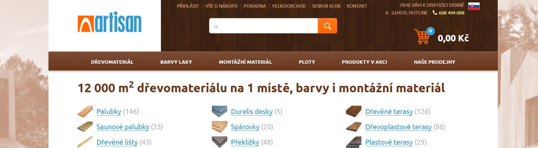 Artisan e-shop webové stránky