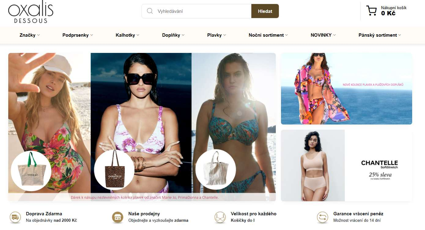 oxalis dessous webové stránky e-shopu