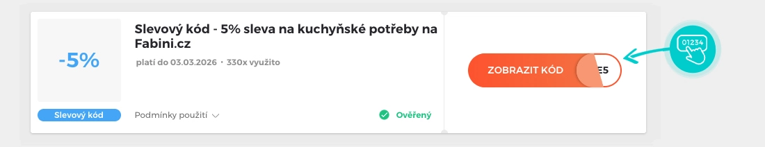 Ukázka slevového kódu Fabini