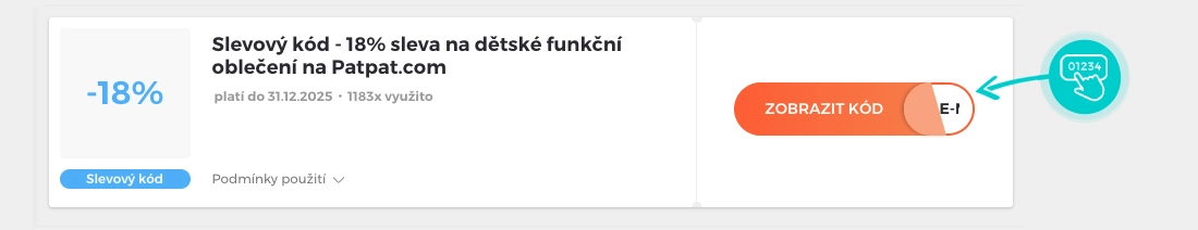 Ukázka slevového kódu PatPat