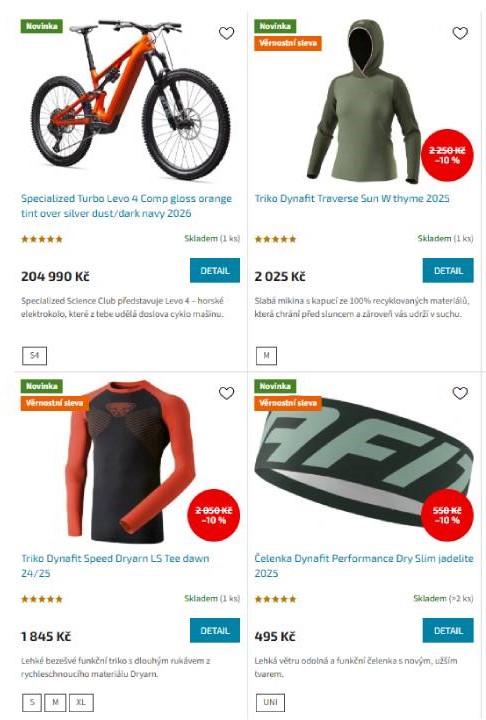 Sachasport - nabídka produktů