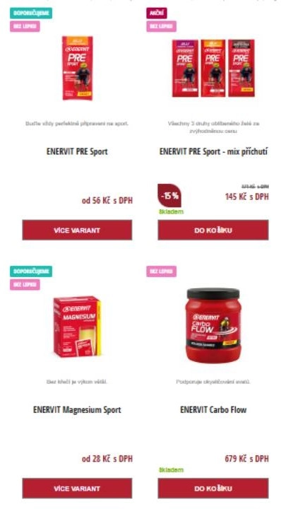 produkt na sport, 3 druhy želé, balení magnesium a výživa pro sportovce