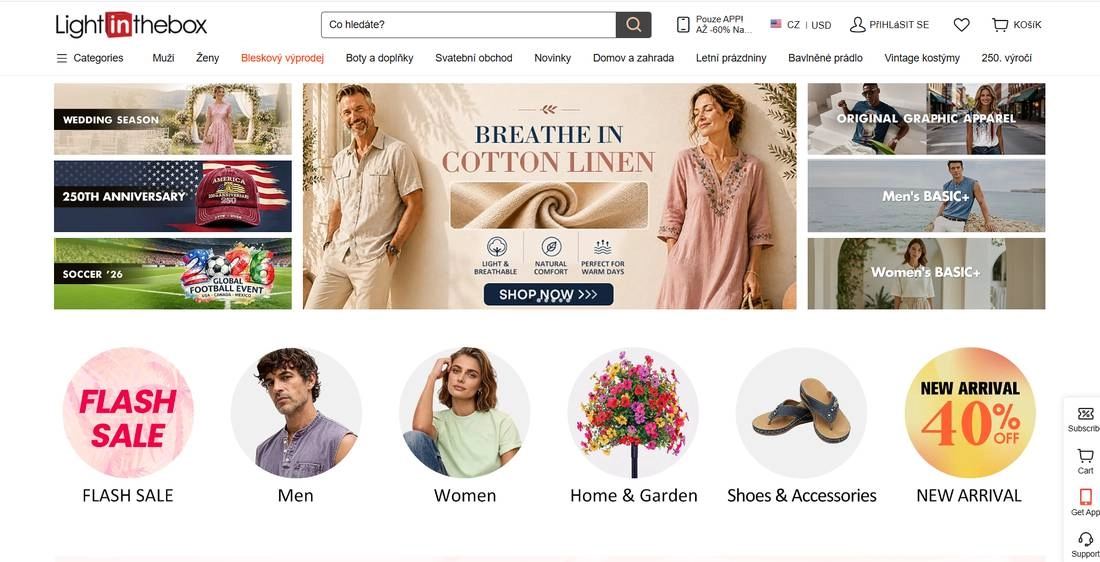 homepage e-shopu se ženou mužem v módním oblečení