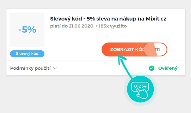 Ukázka slevového kódu Mixit