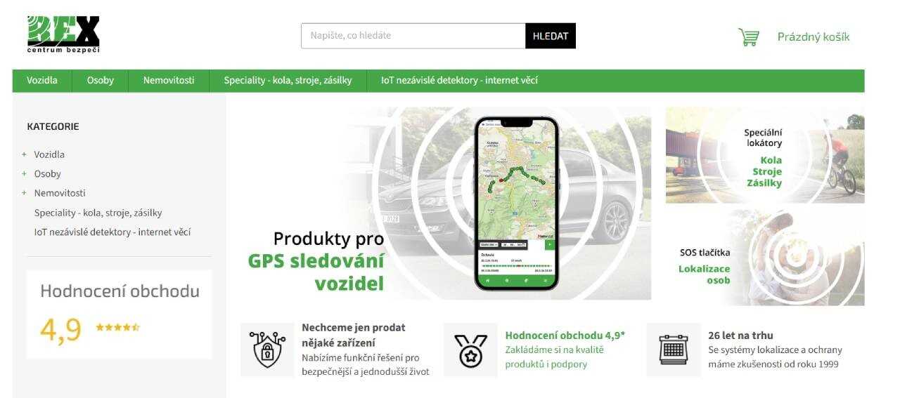 Rex - mobil s mapou a autem v pozadí