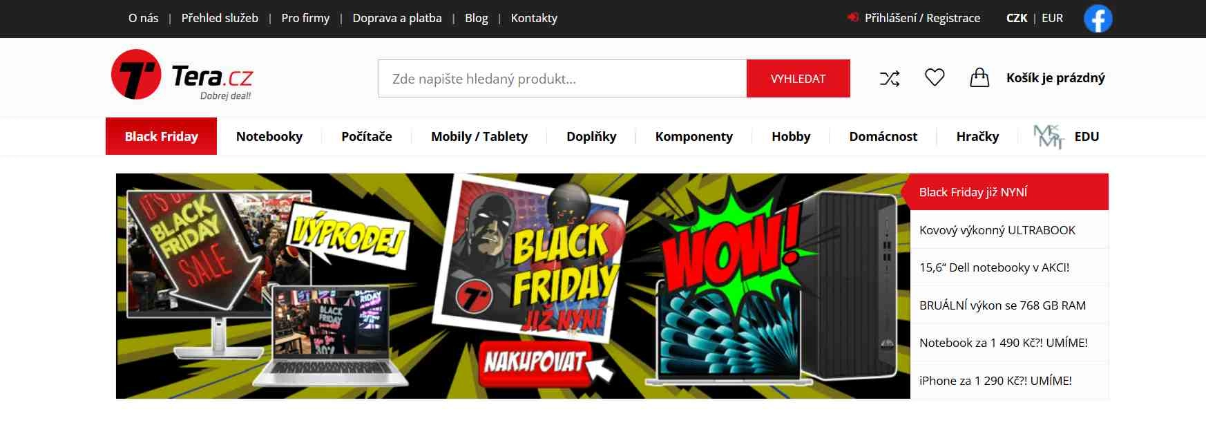 webové stránky obchodu s nabídkou black friday