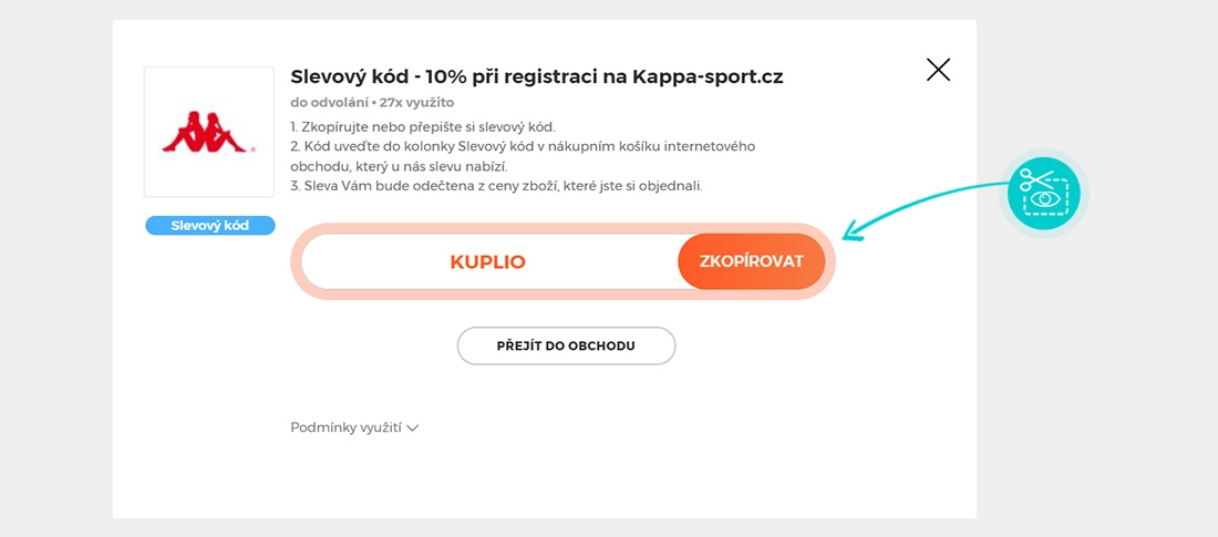 Návod jak zkopírovat slevový kód Kappa