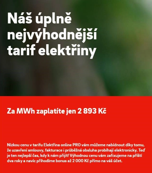 nejvýhodnější tarif elektřiny