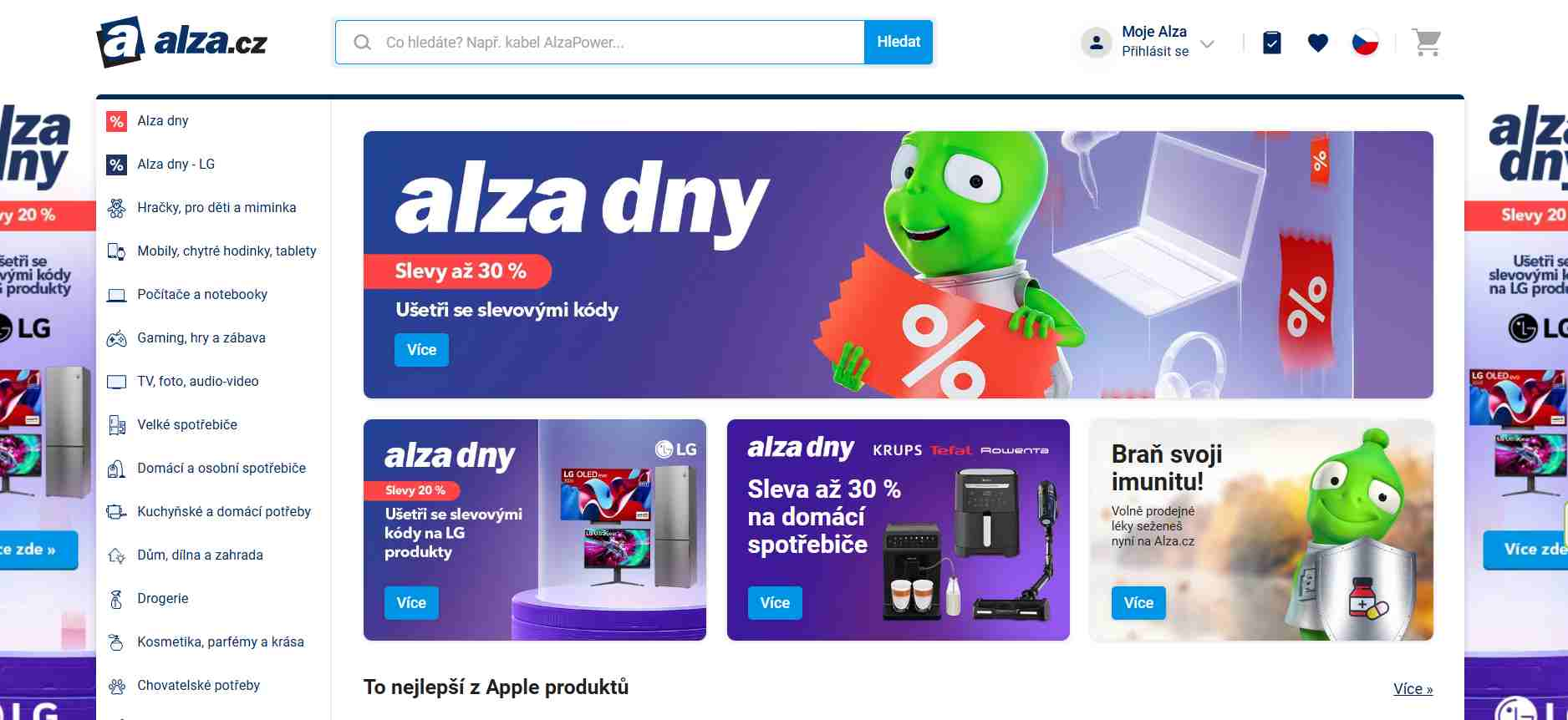 Alza.cz eshop - kategorie webove stranky