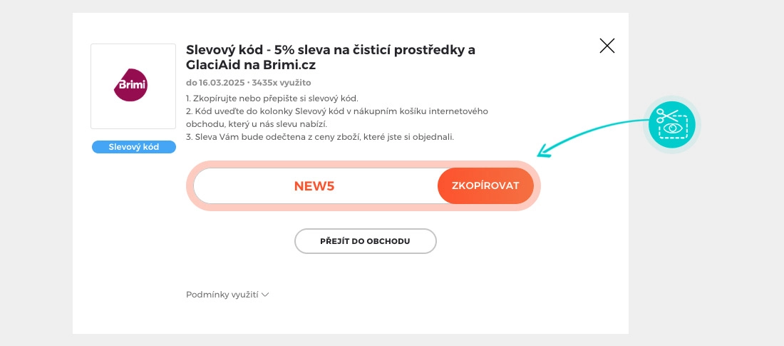 Návod jak zkopírovat slevový kód Brimi