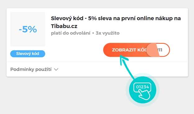 Ukázka slevového kódu tibabu.cz