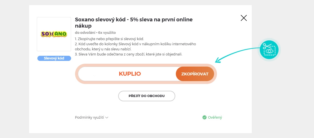 Návod jak zkopírovat slevový kód Soxano
