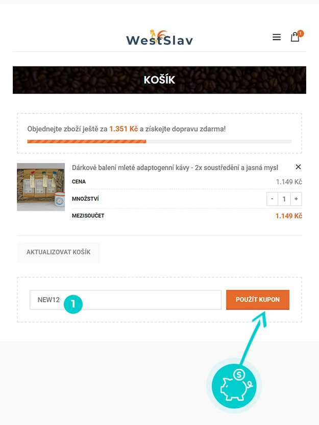 Návod jak uplatnit slevový kód v košíku e-shopu WestSlav