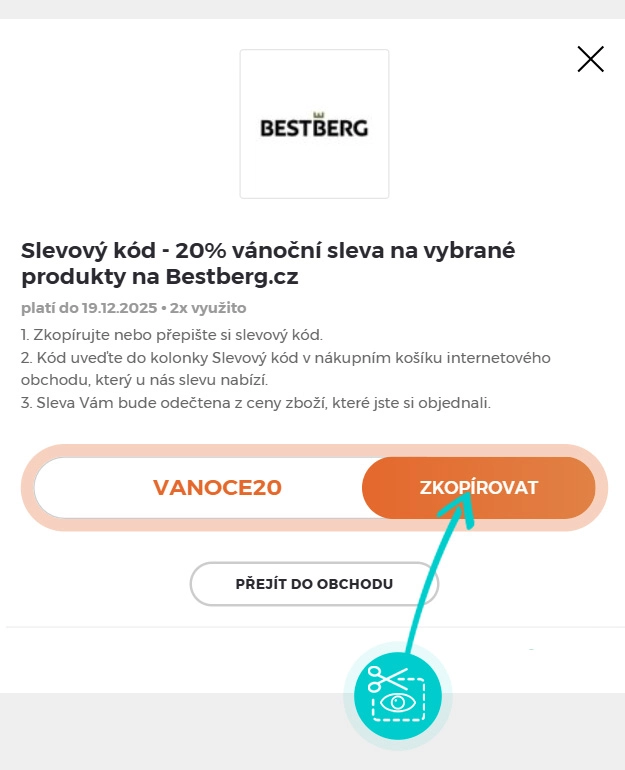 Návod jak zkopírovat slevový kód Bestberg