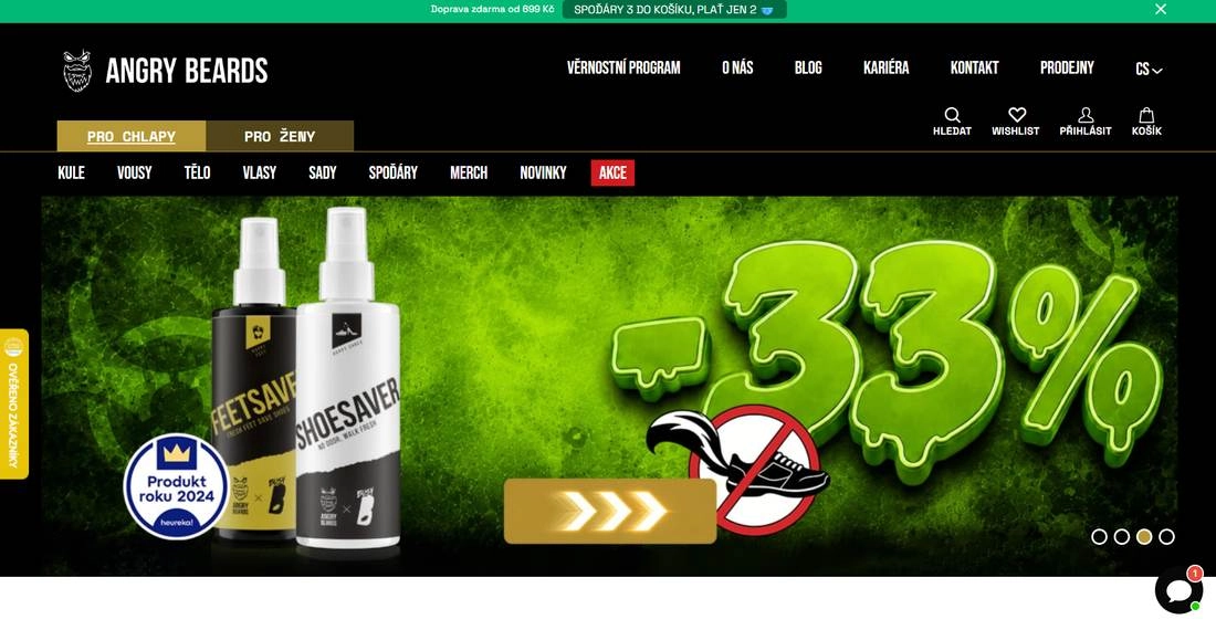 Homepage stránky Angry Beards