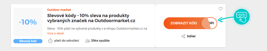 Ukázka slevového kódu Outdoor market