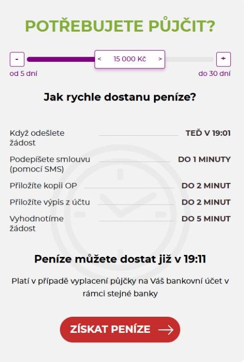 nabídka rychlé půjčky