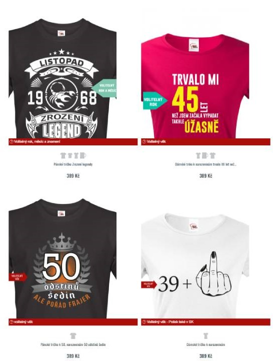 Bezva triko - dvě černá trička s potiskem, jedno růžové tričko s potiskem a bílé tričko s potiskem