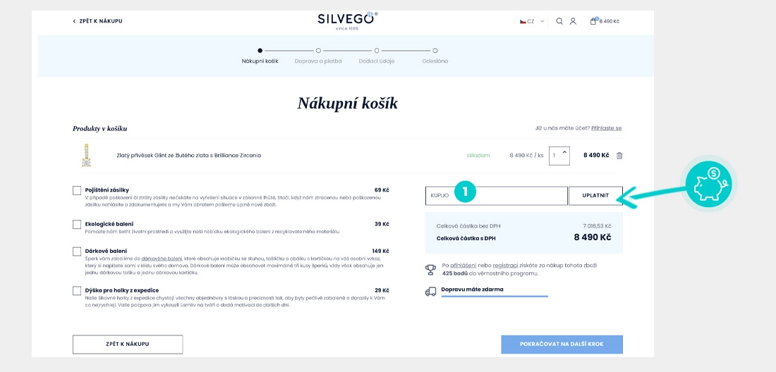 Návod jak uplatnit slevový kód v košíku e-shopu Silvego