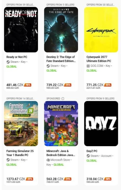 G2a - nabídka her a digitální zábavy