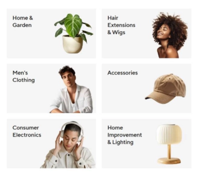 kategorie obchodu s ilustračními obrázky