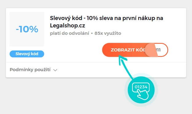 Ukázka slevového kódu Legal Shop