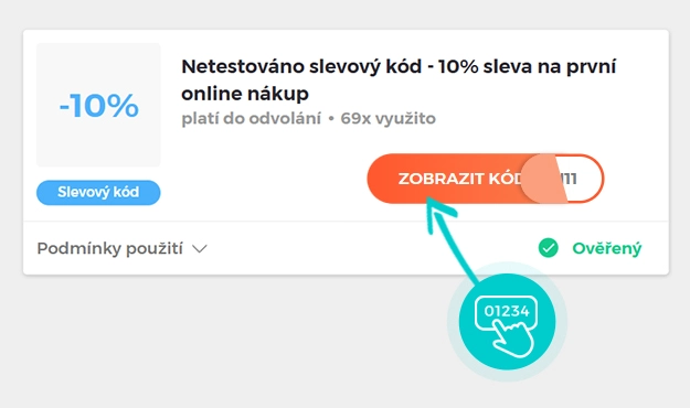Ukázka slevového kódu Netestováno