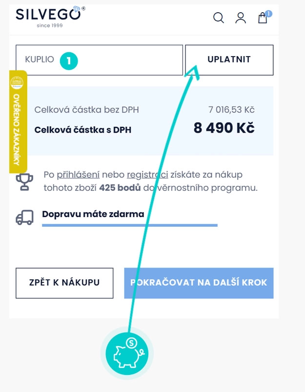 Návod jak uplatnit slevový kód v košíku e-shopu Silvego