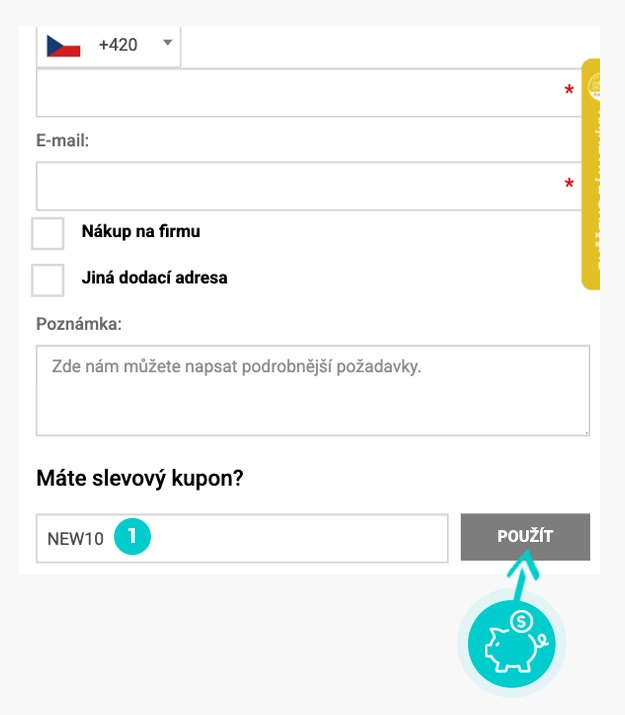 Návod jak uplatnit slevový kód v košíku e-shopu Bonmoto.cz