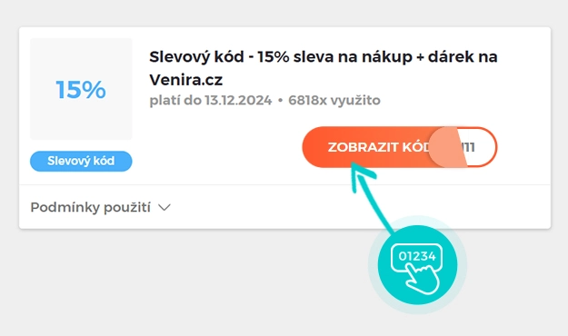 Ukázka slevového kódu Venira