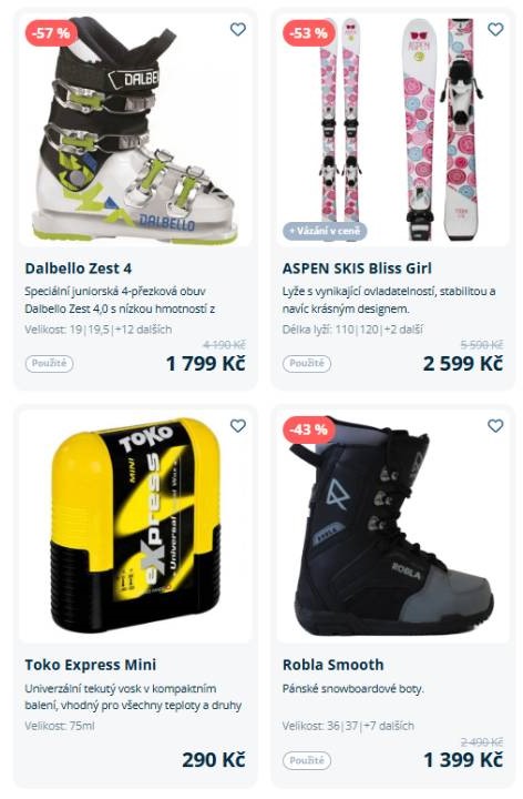 juniorská obuv, lyže, tekutý vosk a snowboardové boty