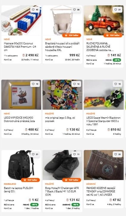 matrace, houpací síť, ozdoba, lego, batoh, boty a tenisky