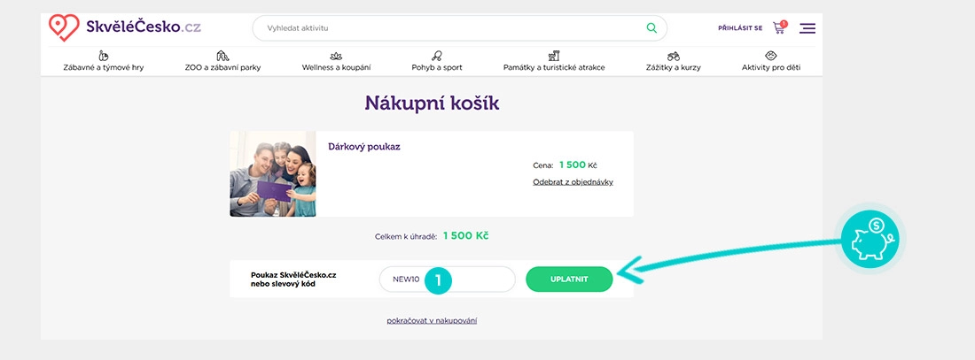 Návod jak uplatnit slevový kód v košíku e-shopu SkvěléČesko