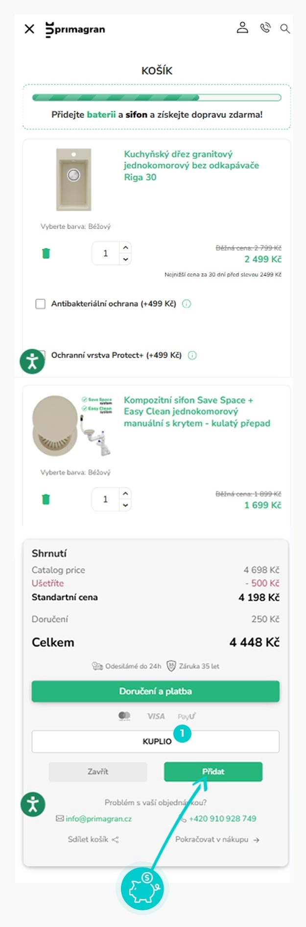 Návod jak uplatnit slevový kód v košíku e-shopu primagran